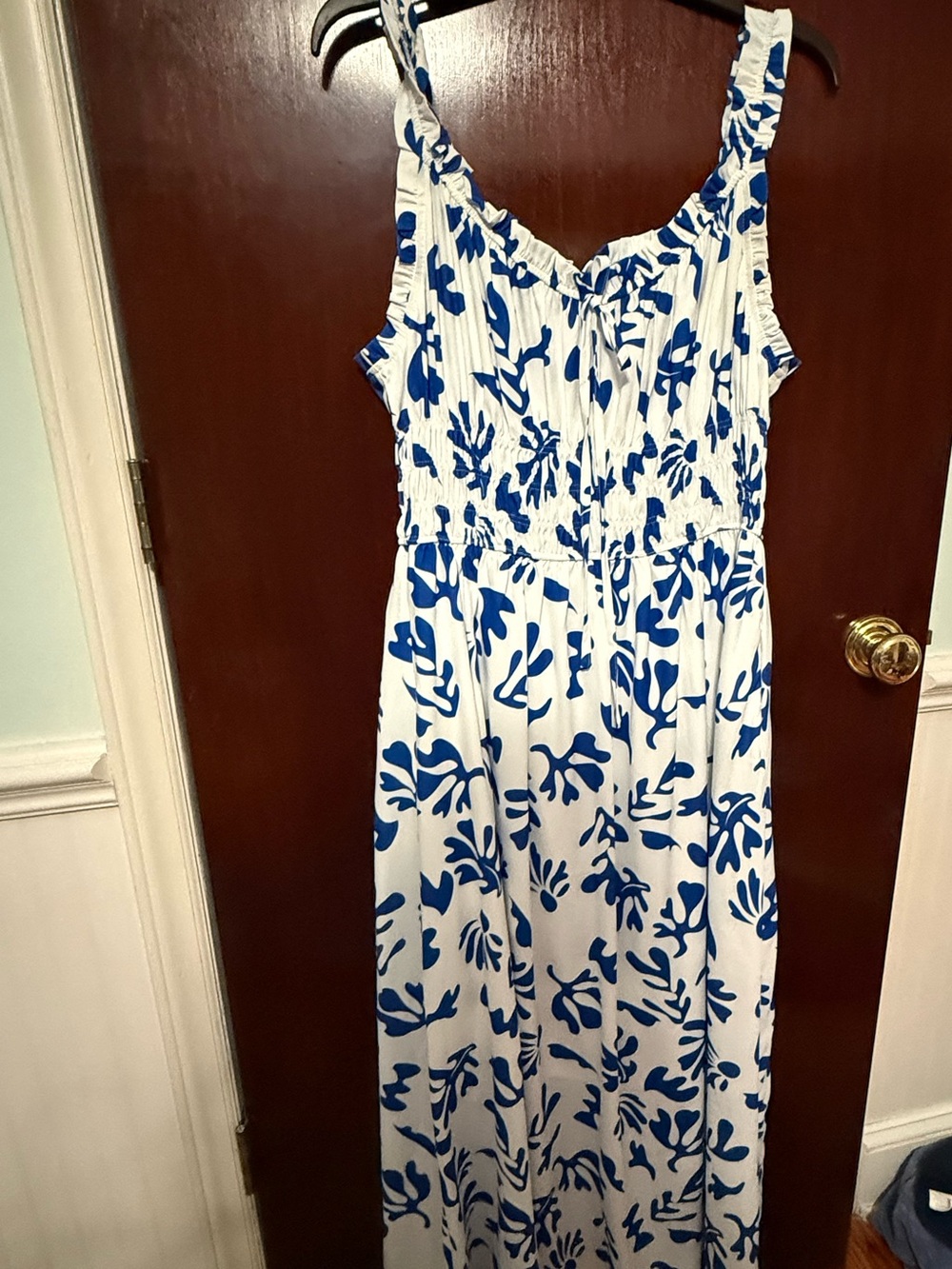 Blue & White Floral Sundress - Women's Maxi Dress